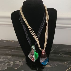 Blown Glass pendant necklaces 2 of them